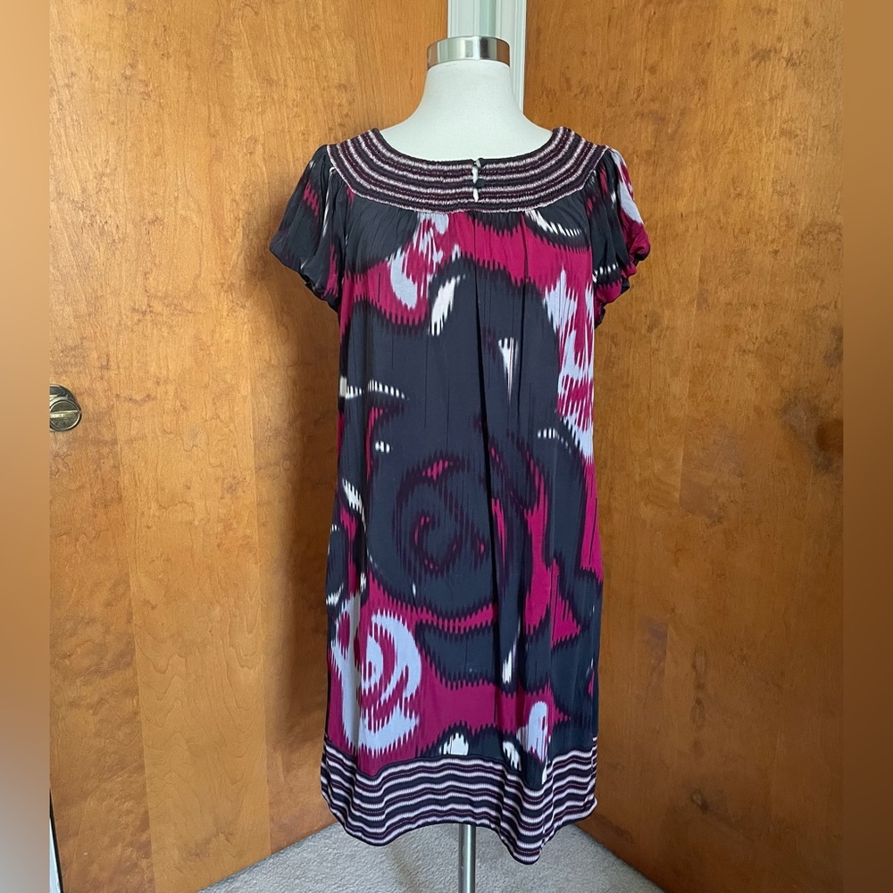 BCBG Maxazria Pink Floral Abstract Shift Dress L